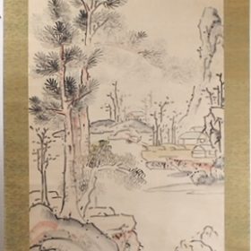 池大雅筆淡彩山水図