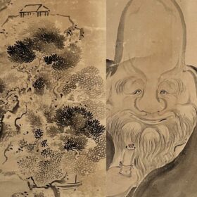 池大雅筆寿老・水亭舟翠図