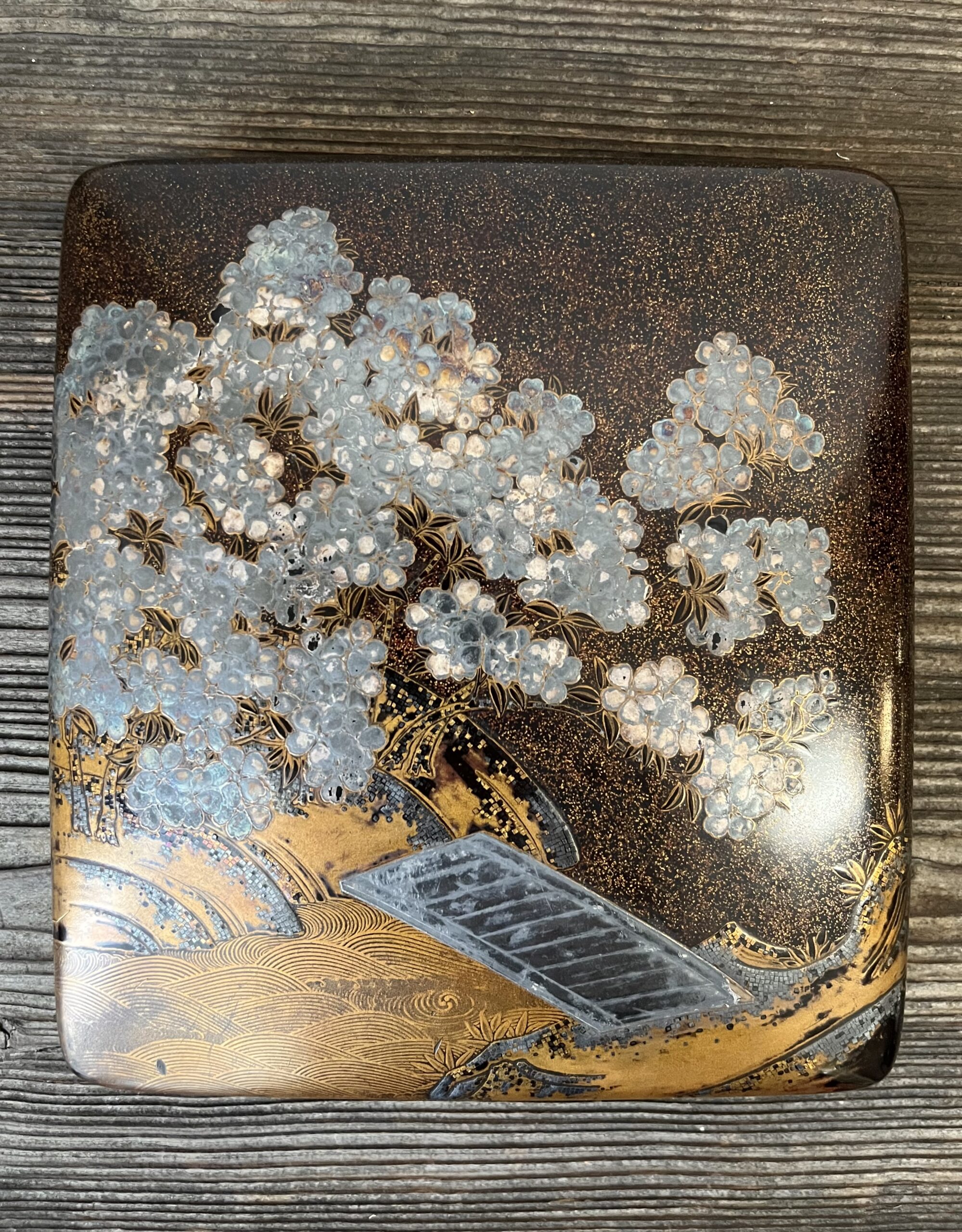 時代桜蒔絵硯箱