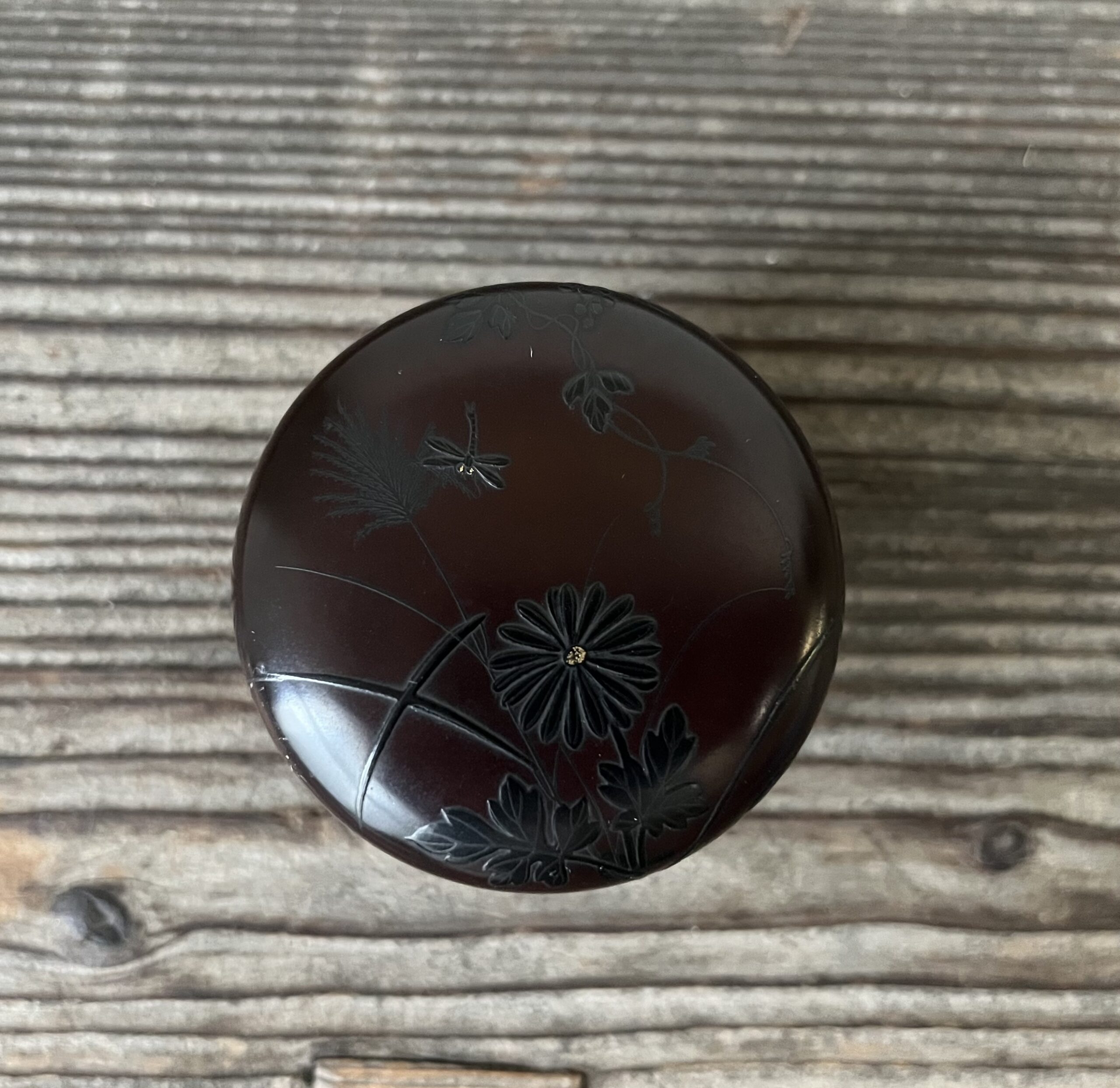 秋草虫蒔絵中棗