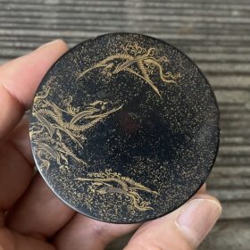 時代瑞鳥蒔絵錫縁丸香合
