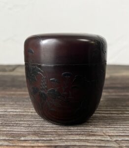 秋草虫蒔絵中棗