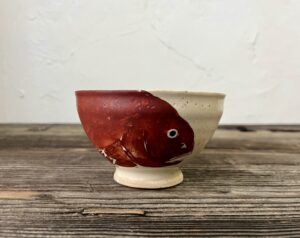 永樂和全作 仁清焼茶碗 鯛の絵