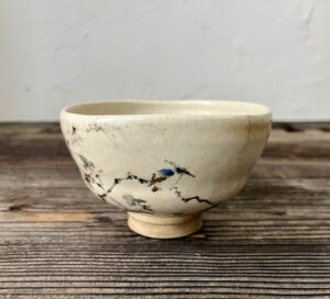 初代真葛香山作　翡翠畫茶盌仁清写