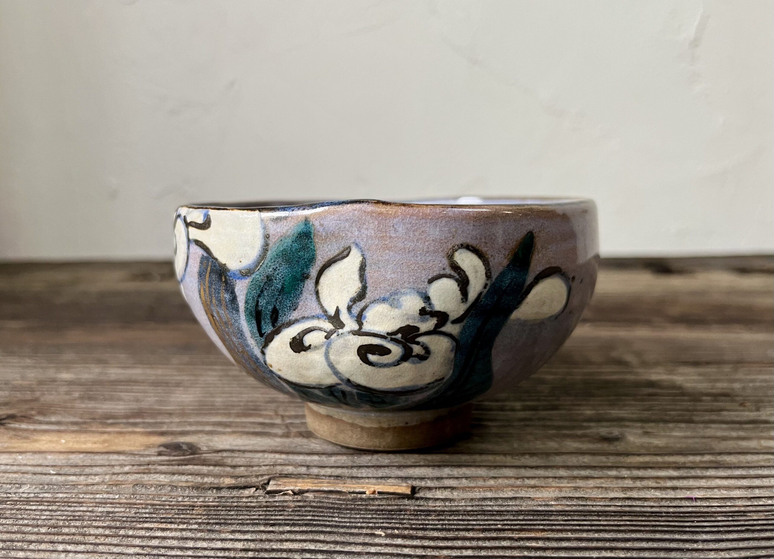 初代真葛香山作　杜若茶碗