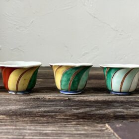 古伊万里五色捻じり縞煎茶盌