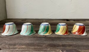 古伊万里五色捻煎茶盌五客