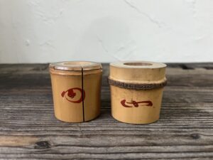 利斎作　炉風炉竹蓋置円能斎在判