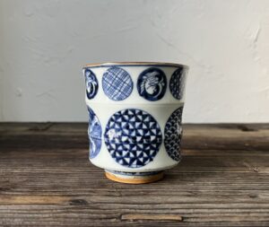 古伊万里染付丸文筒茶碗