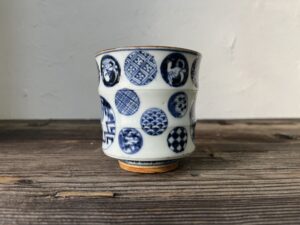 古伊万里染付丸文筒茶碗