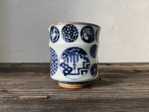 古伊万里染付丸文筒茶碗