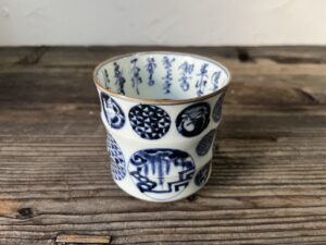 古伊万里染付丸文筒茶碗