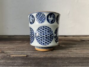 古伊万里染付丸文筒茶碗