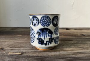 古伊万里染付丸文筒茶碗