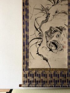 池大雅筆　水墨蘭石図双福